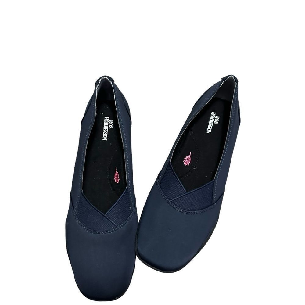 Ros Hommerson Navy Stretch Cady flats size 8SS NWOT - Picture 6 of 8